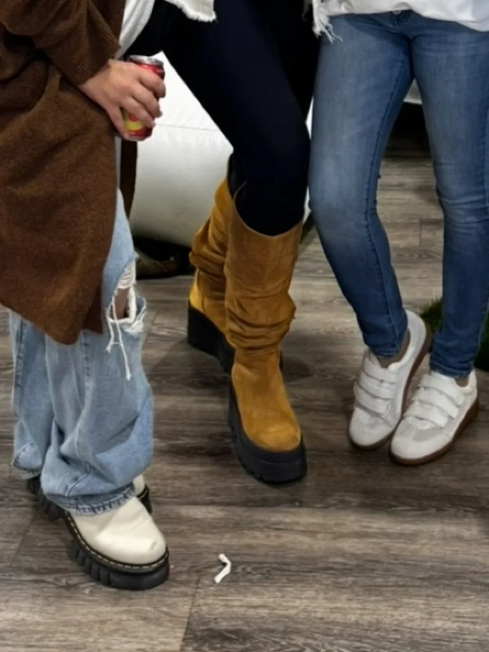 Free People Over-the-Knee Suede Platform Boots in Mustard